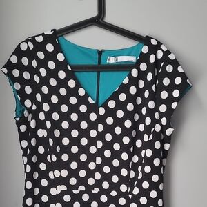 Leslie Fay Teal and Black Dress